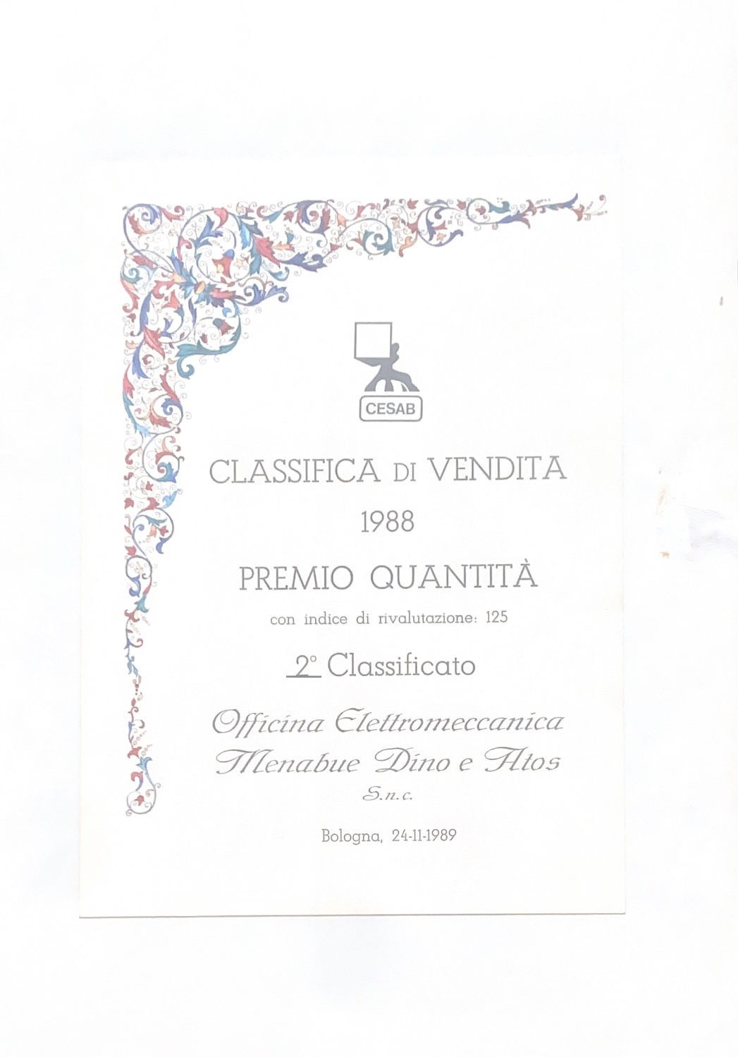 Certificato CESAB