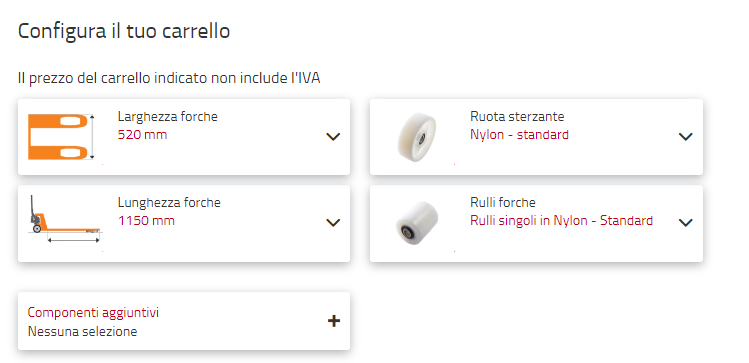 Configura il tuo carrello